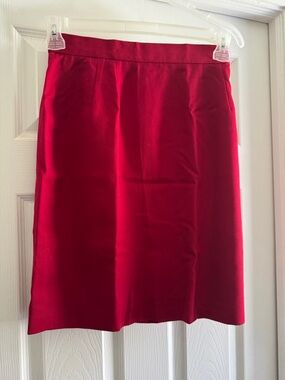 Classic 100% Wool Red Women's Pencil Skirt - Size 8